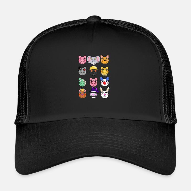 Schweine und Freunde Gesichter - Trucker Cap - Schwarz/Schwarz