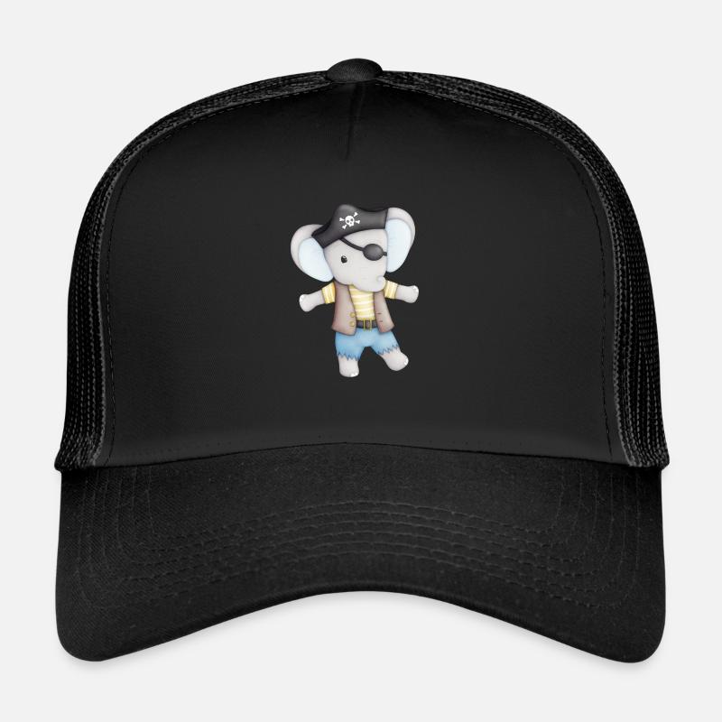 éléphant mignon comme un pirate - Casquette trucker  - noir/noir