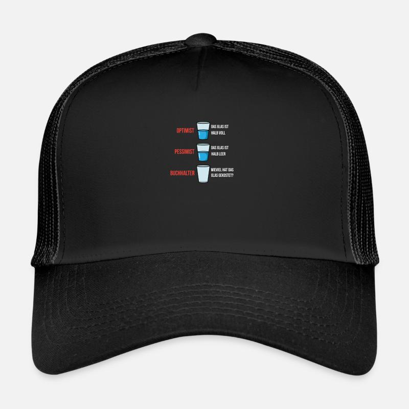 Optimist Pessimist Buchhalter - Trucker Cap - Schwarz/Schwarz