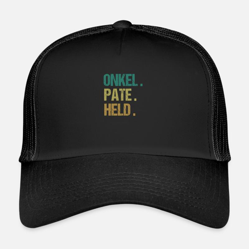 Onkel Pate Held Patenonkel Geschenk - Trucker Cap - Schwarz/Schwarz