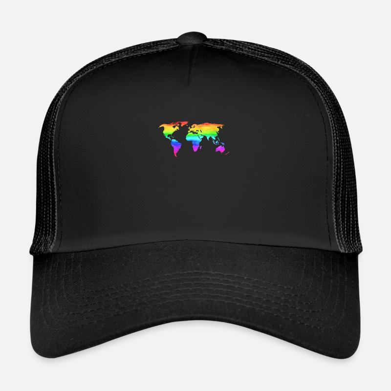 World map Colorful rainbow colors Colored - Trucker Cap - black/black