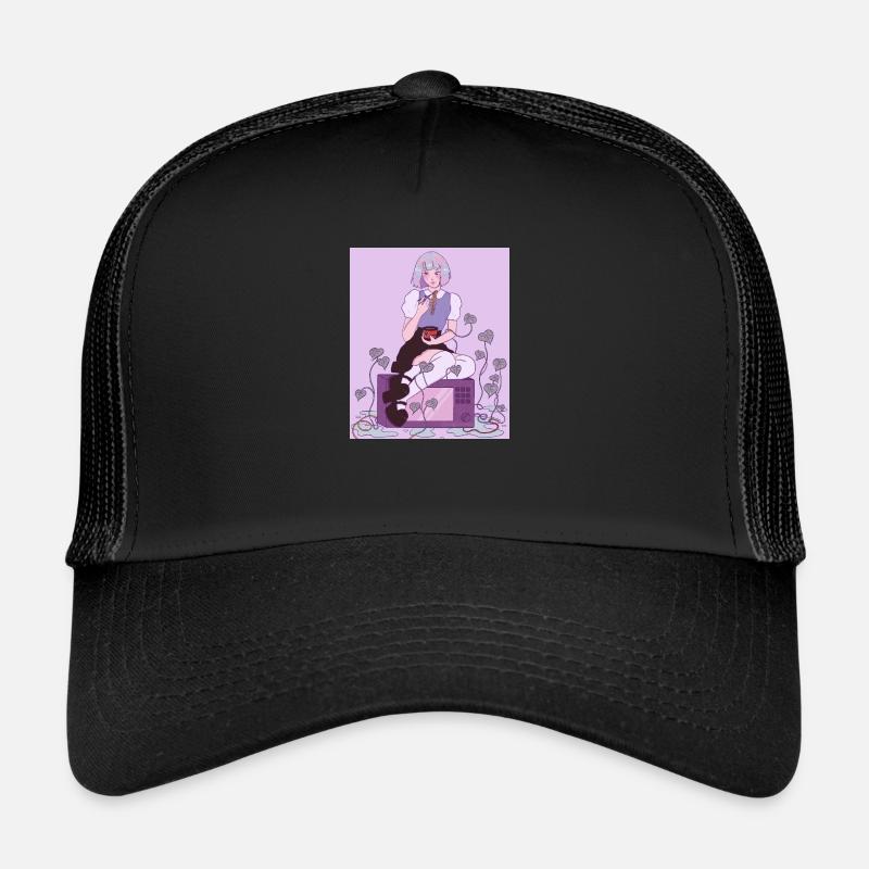 Anime écolière avec ramen four micro-ondes lierre Casquette trucker 