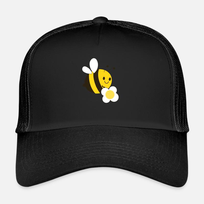 Biene mit Blume - Trucker Cap - Schwarz/Schwarz