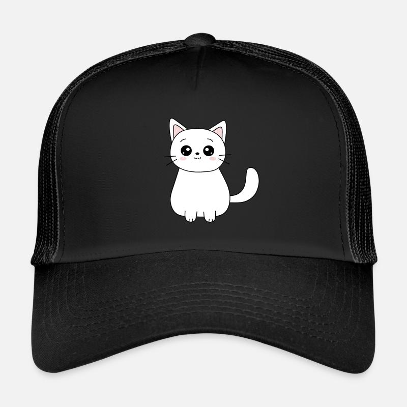 Kawaii Katze Kätzchen Geschenkideen Weihnachten - Trucker Cap - Schwarz/Schwarz