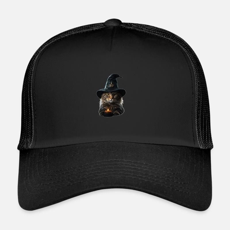 Witch Cat Halloween Trucker Cap