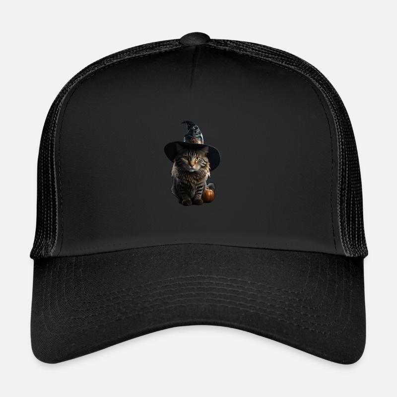 Witch Cat Halloween Trucker Cap