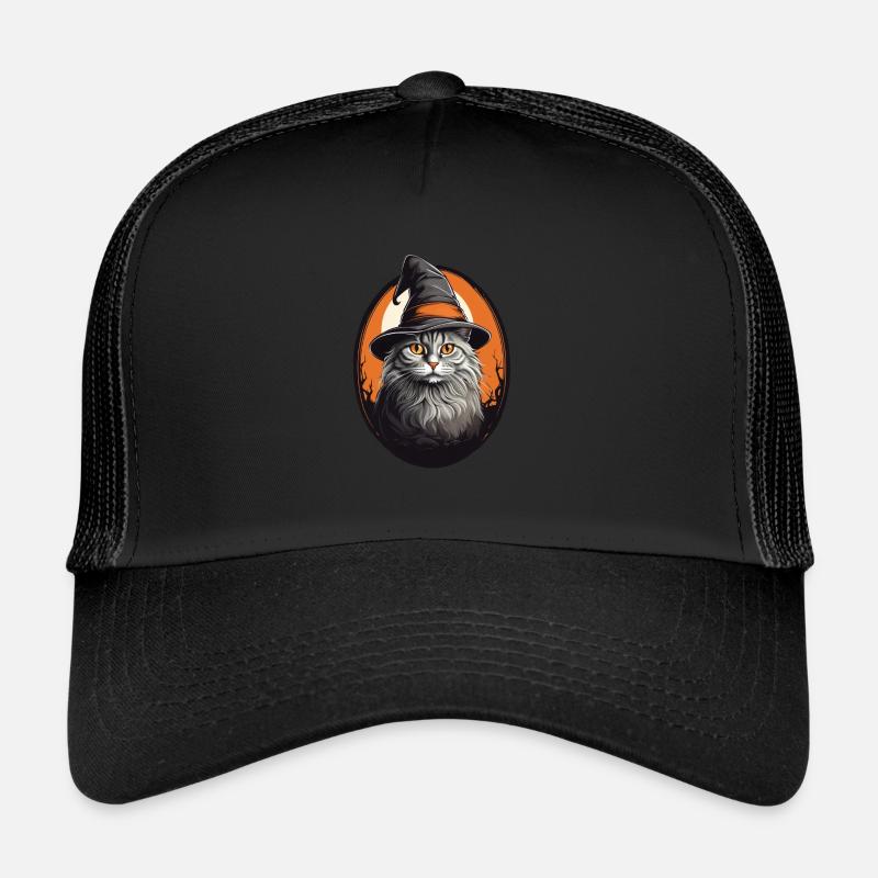 Halloween Katze - Trucker Cap - Schwarz/Schwarz