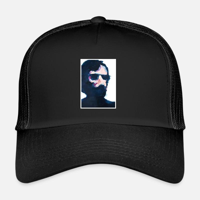 Original Kunstdruck "Glasses" - Trucker Cap - Schwarz/Schwarz