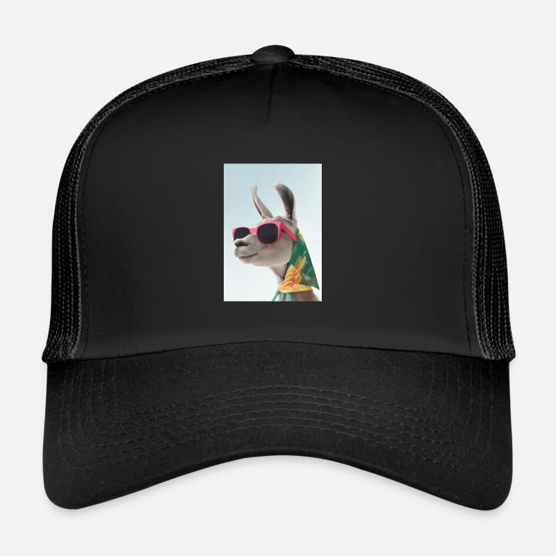 Ferienmode Lama - Trucker Cap - Schwarz/Schwarz