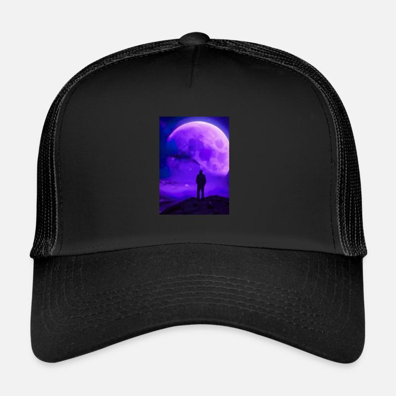 Der Mensch schaut auf den Planeten Trucker Cap
