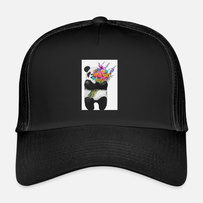 Panda mit Blumenstrauß Trucker Cap