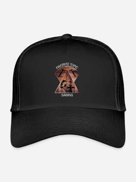 Charpentier, charpentier, charpentier, charpentier, artisan, bois - Casquette trucker  - noir/noir - Devant