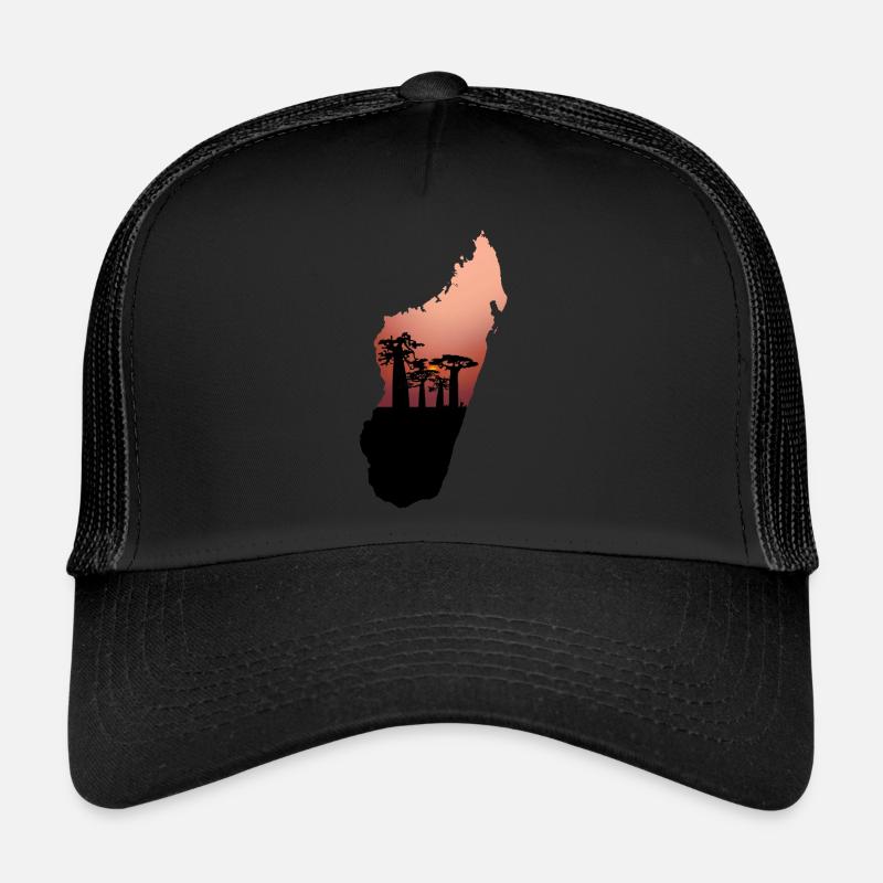 carte de l’île de Madagascar - Casquette trucker  - noir/noir