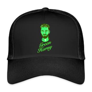 Horn vert y - Casquette trucker  - noir/noir - Devant