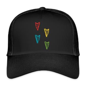 Harp Player Harp Music String Instrument Idea - Trucker Cap - black/black - Front
