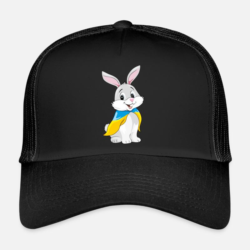 Un mignon lapin souriant porte un drapeau ukrainien Casquette trucker 