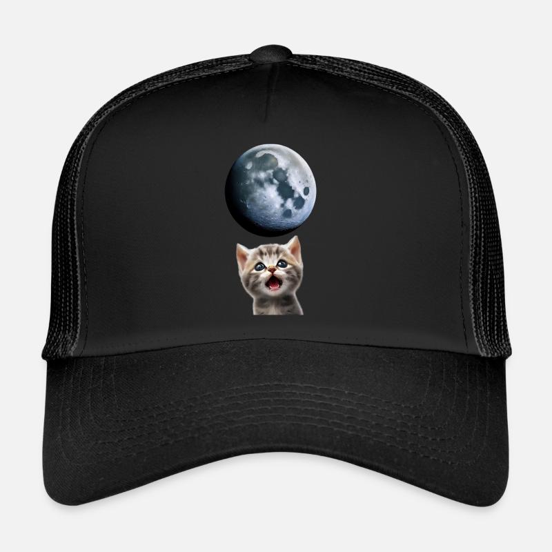 Cat meowing to the moon Trucker Cap
