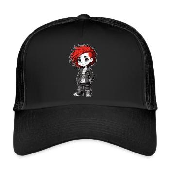 Cute punk girl with red hair - Trucker Cap - black/black - Front