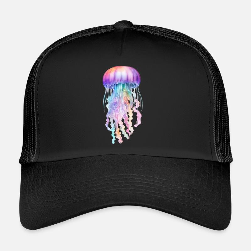 Blaue Qualle - Trucker Cap - Schwarz/Schwarz