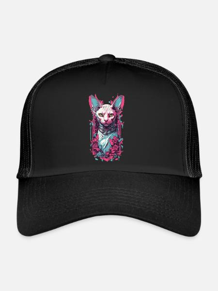 Sombre gothique Sphynx chat Pastel Goth Design - Casquette trucker  - noir/noir - Devant