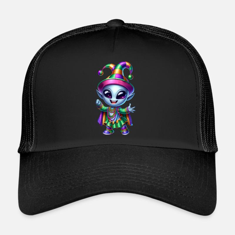 Mardi Gras Alien Merry Carnival Trucker Cap