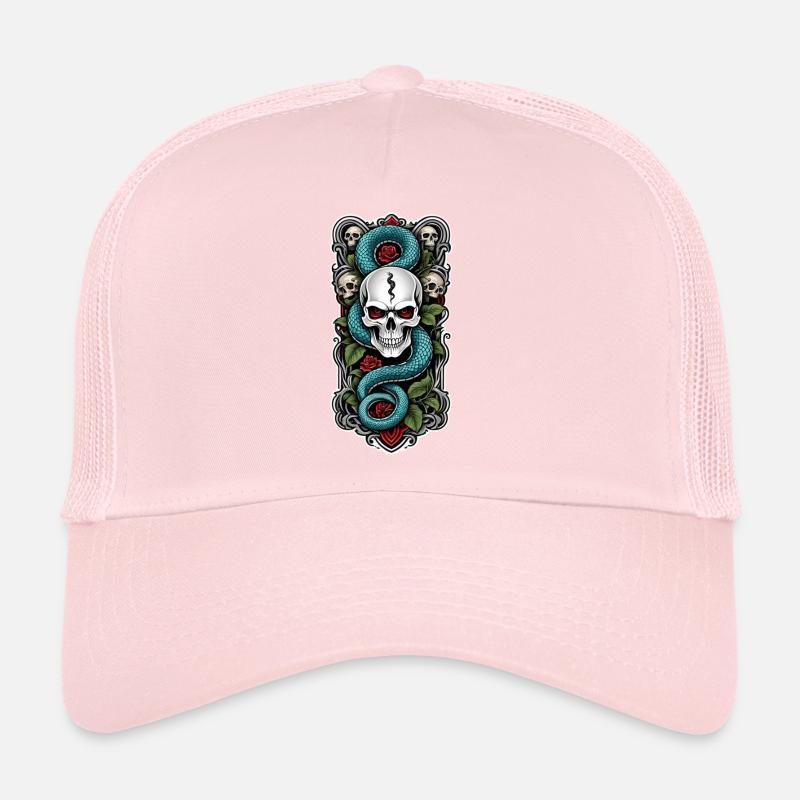 Snake Skeleton and Tattoo Trucker Cap