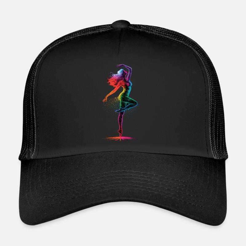 Danseuse colorée sur la pointe des pieds - Casquette trucker  - noir/noir