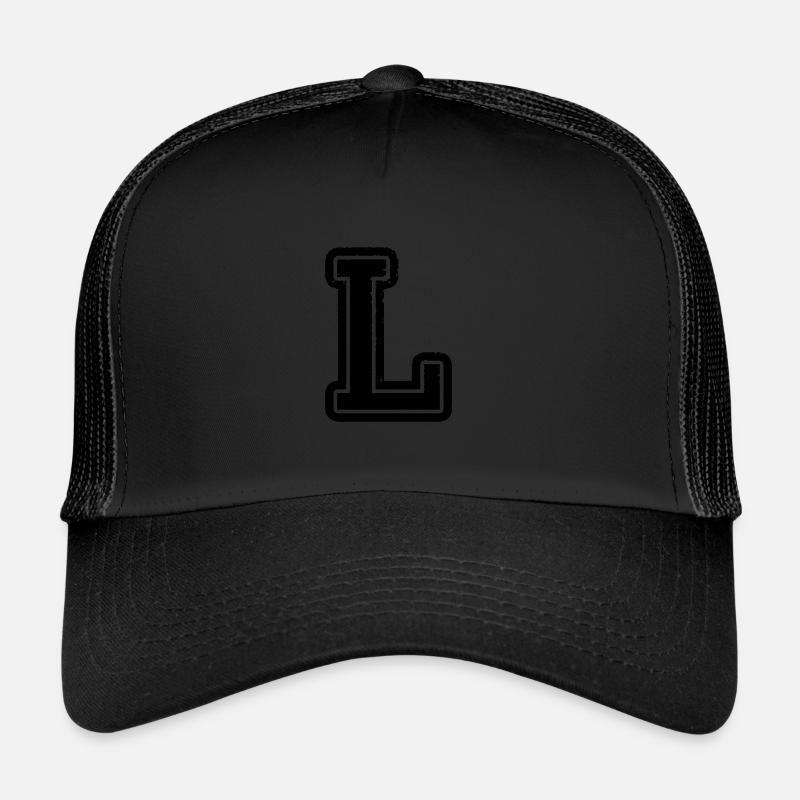 buchstabe L - Trucker Cap - Schwarz/Schwarz