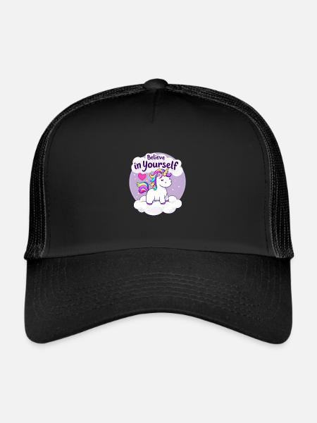 Believe In Yourself Unicorn Fantasy Art for - Trucker Cap - black/black - Front