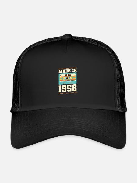 67e anniversaire Avril Né en 1956 Idée cadeau - Casquette trucker  - noir/noir - Devant