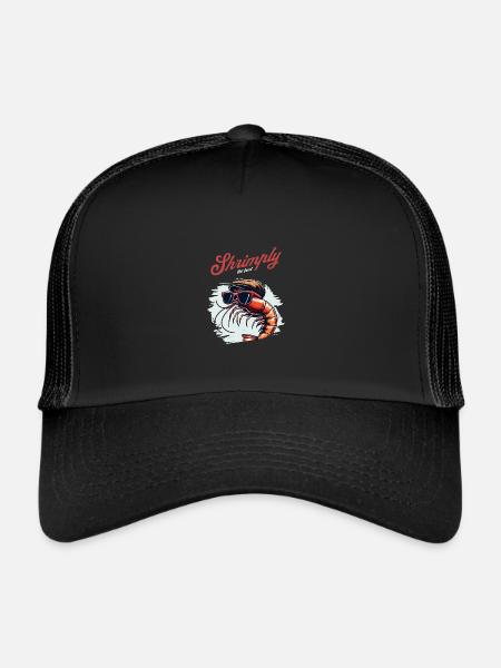 Crevettes, le meilleur jeu de mots - Casquette trucker  - noir/noir - Devant