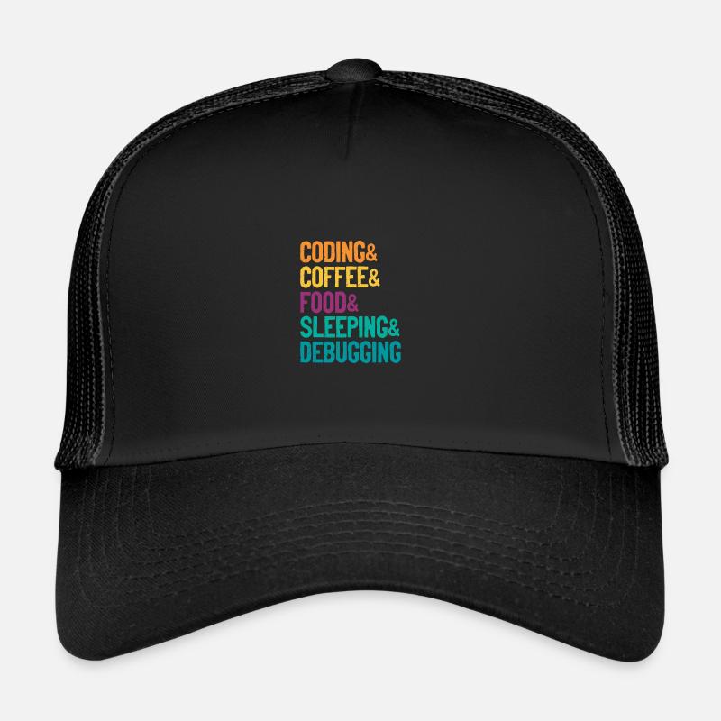 Coding Coffee Food Sleeping Debbuging Programmer C Trucker Cap