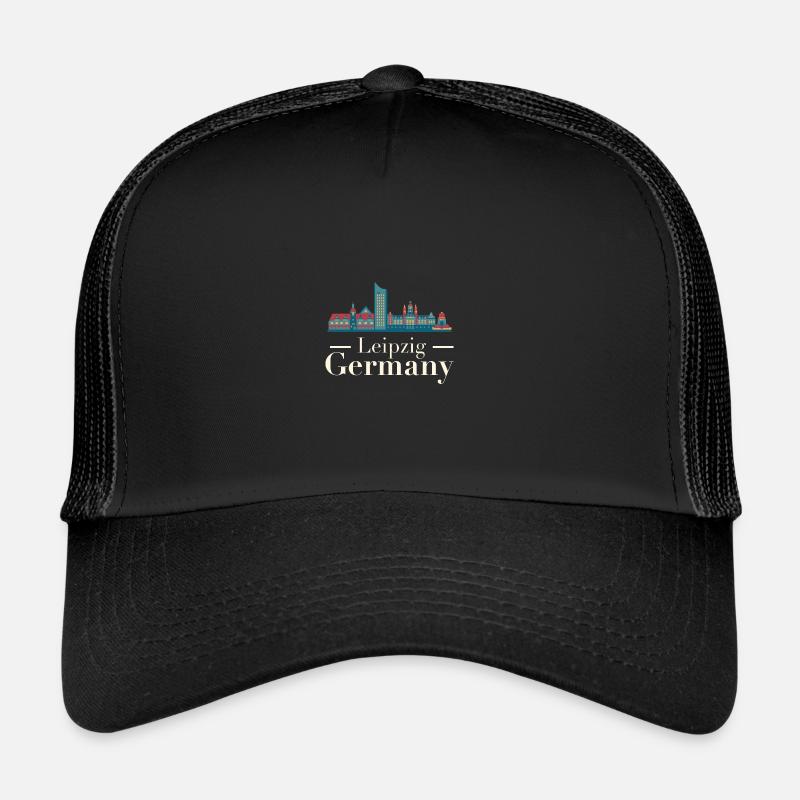 Leipzig Skyline - Trucker Cap - Schwarz/Schwarz