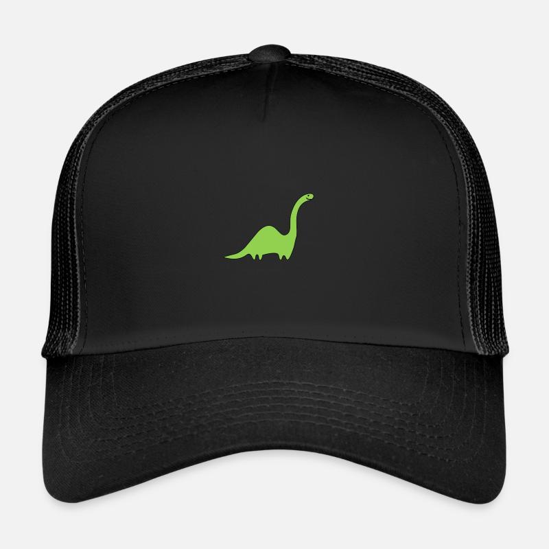 Dino Langhals - anpassbare Motivfarben - Trucker Cap - Schwarz/Schwarz