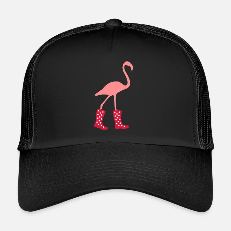 Flamingo Gummistiefel - Trucker Cap - Schwarz/Schwarz
