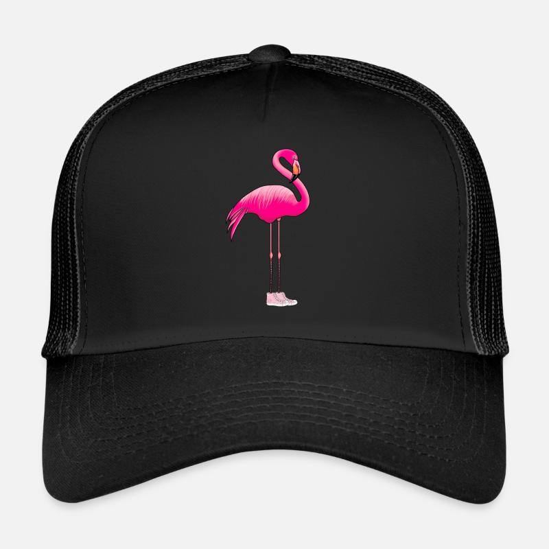 Flamingo with Sneaker Bird Pink - Trucker Cap - black/black