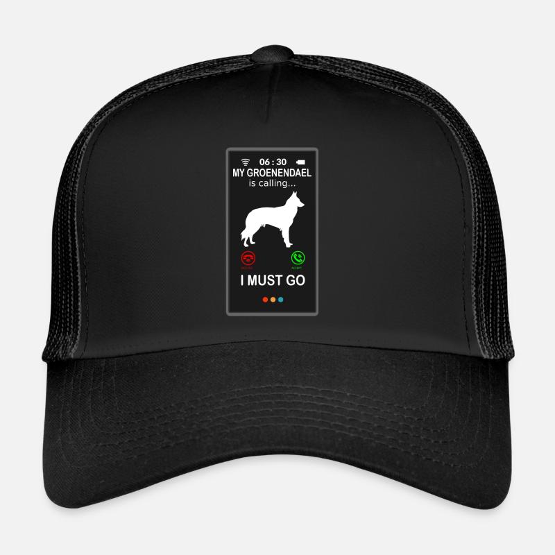 Groenendael Belgischer Schäferhund is Calling Trucker Cap