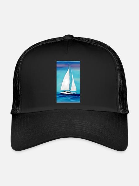 Sailors love the catamaran Catamaran Waves Wind - Trucker Cap - black/black - Front