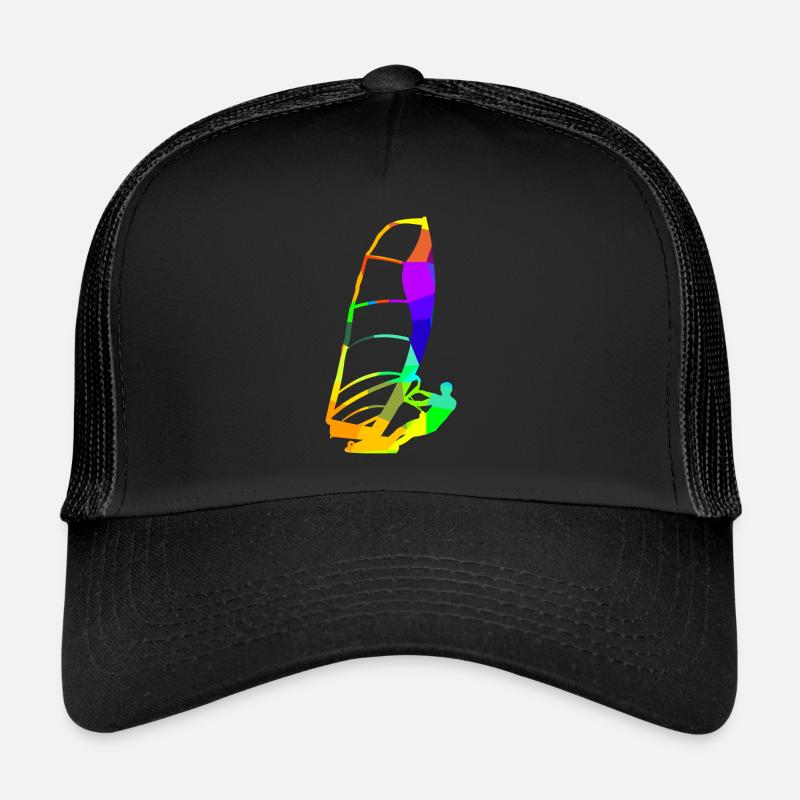 Wind Surfen Regenbogenfarben Sport - Trucker Cap - Schwarz/Schwarz