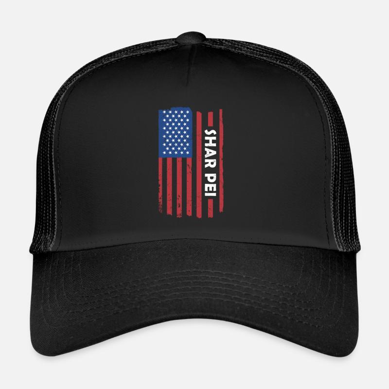 Shar Pei Us Flag Trucker Cap