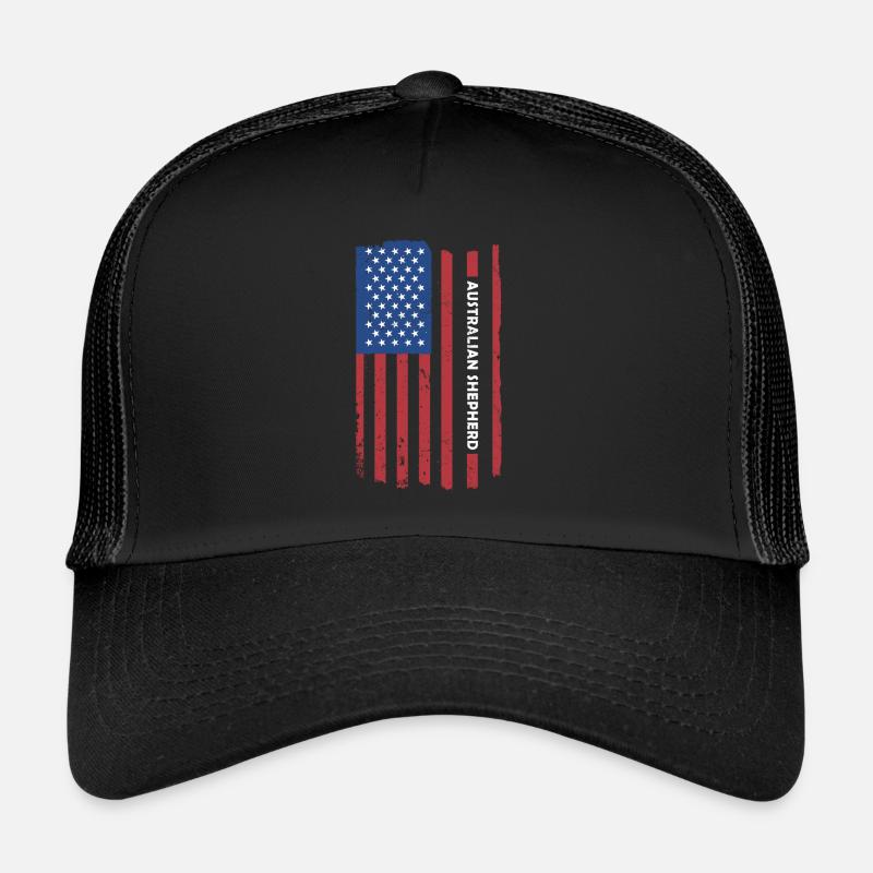 Dog Aussie Us Flag Trucker Cap