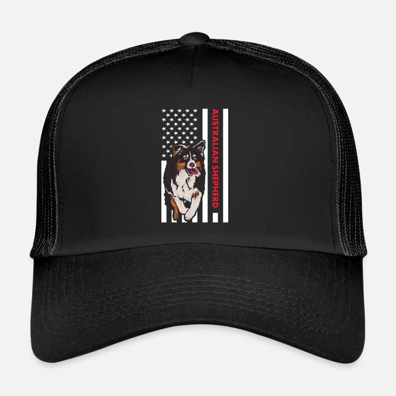 Dog Aussie Us Flag Trucker Cap