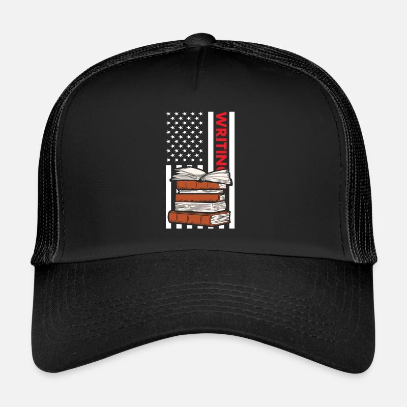Writer Us Flag Writing Trucker Cap