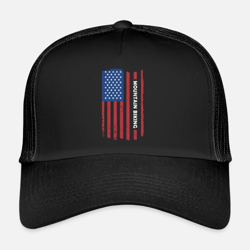 Biker Us Flag Mountain Biking Trucker Cap