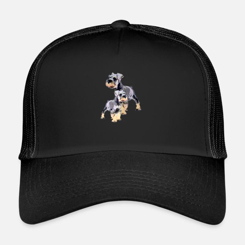 Duo de Schnauzer miniature - Casquette trucker  - noir/noir