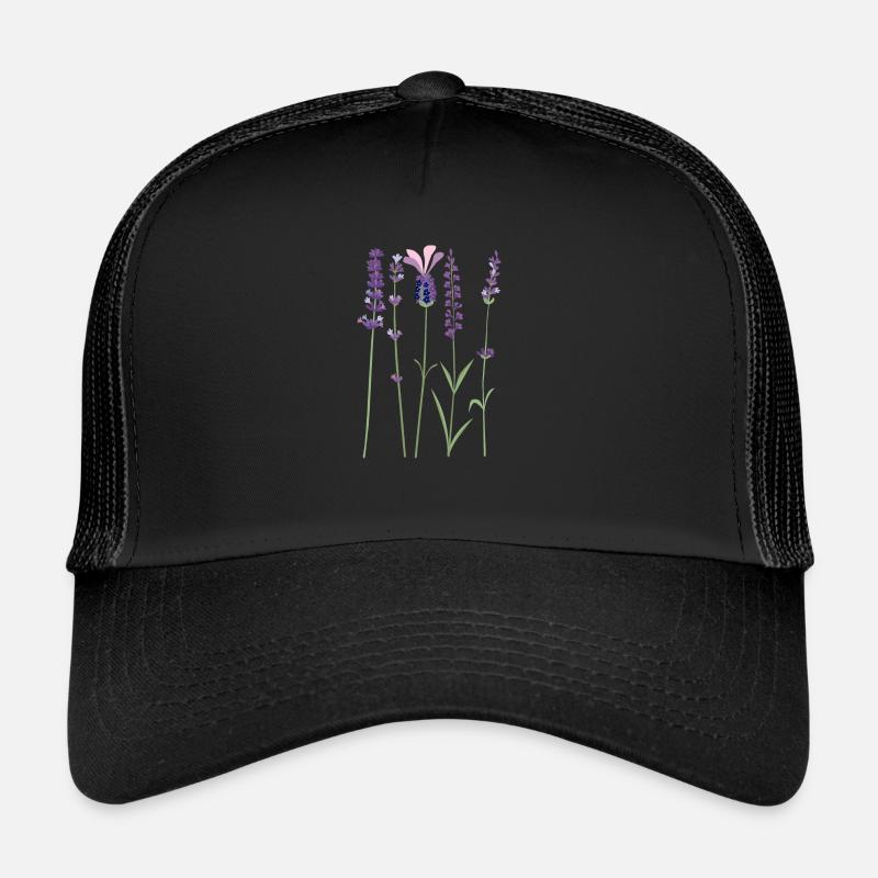 Lavendel Lila Violett Provence Lavender Botanic - Trucker Cap - Schwarz/Schwarz