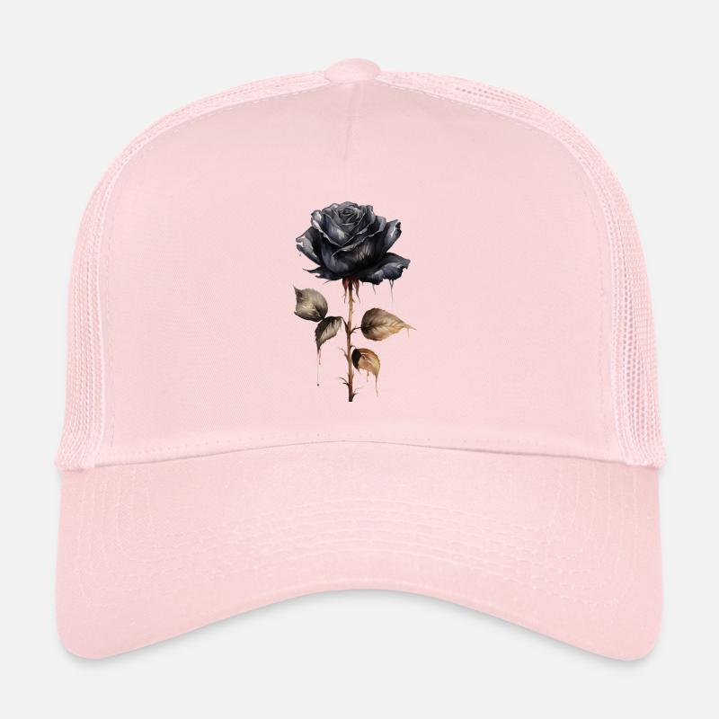 Single black rose with stem darkness Trucker Cap