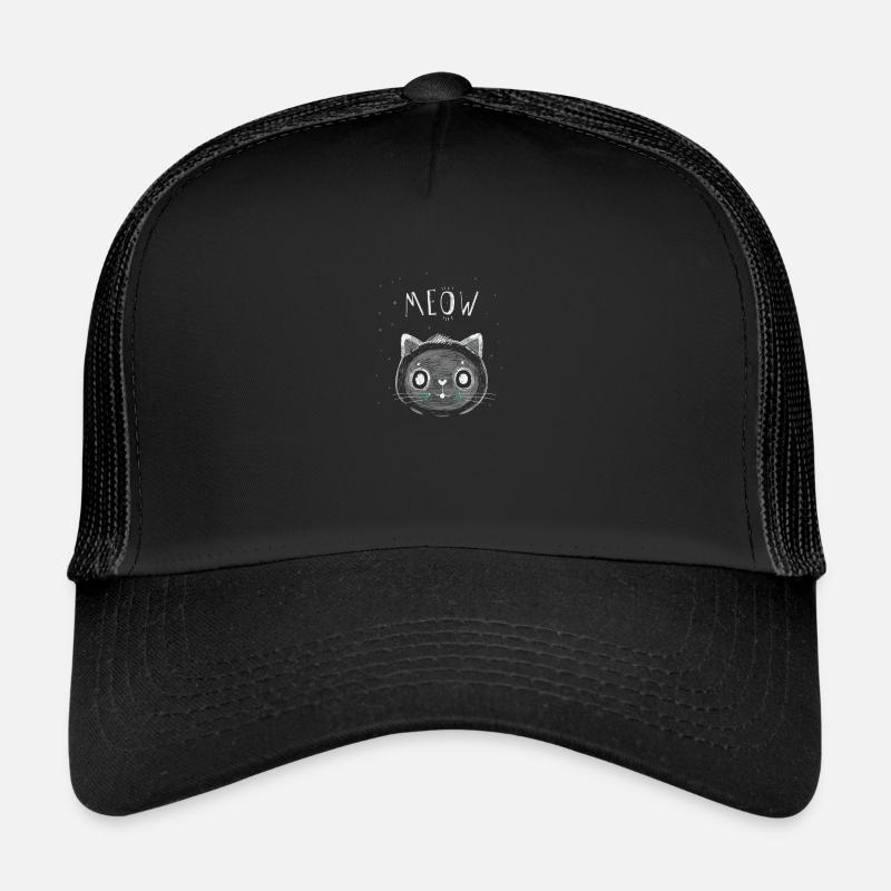 Katze Kätzchen Sternchen Halloween Spooky Geschenk - Trucker Cap - Schwarz/Schwarz
