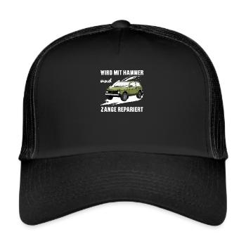 Lada Niva 4x4 Offroad Geländewagen Russland - Trucker Cap - Schwarz/Schwarz - Vorne