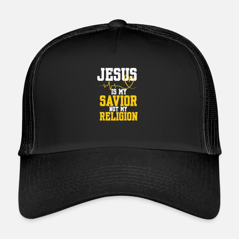 Jesus Is My Savior Gott Religion Kreuz Glaube - Trucker Cap - Schwarz/Schwarz